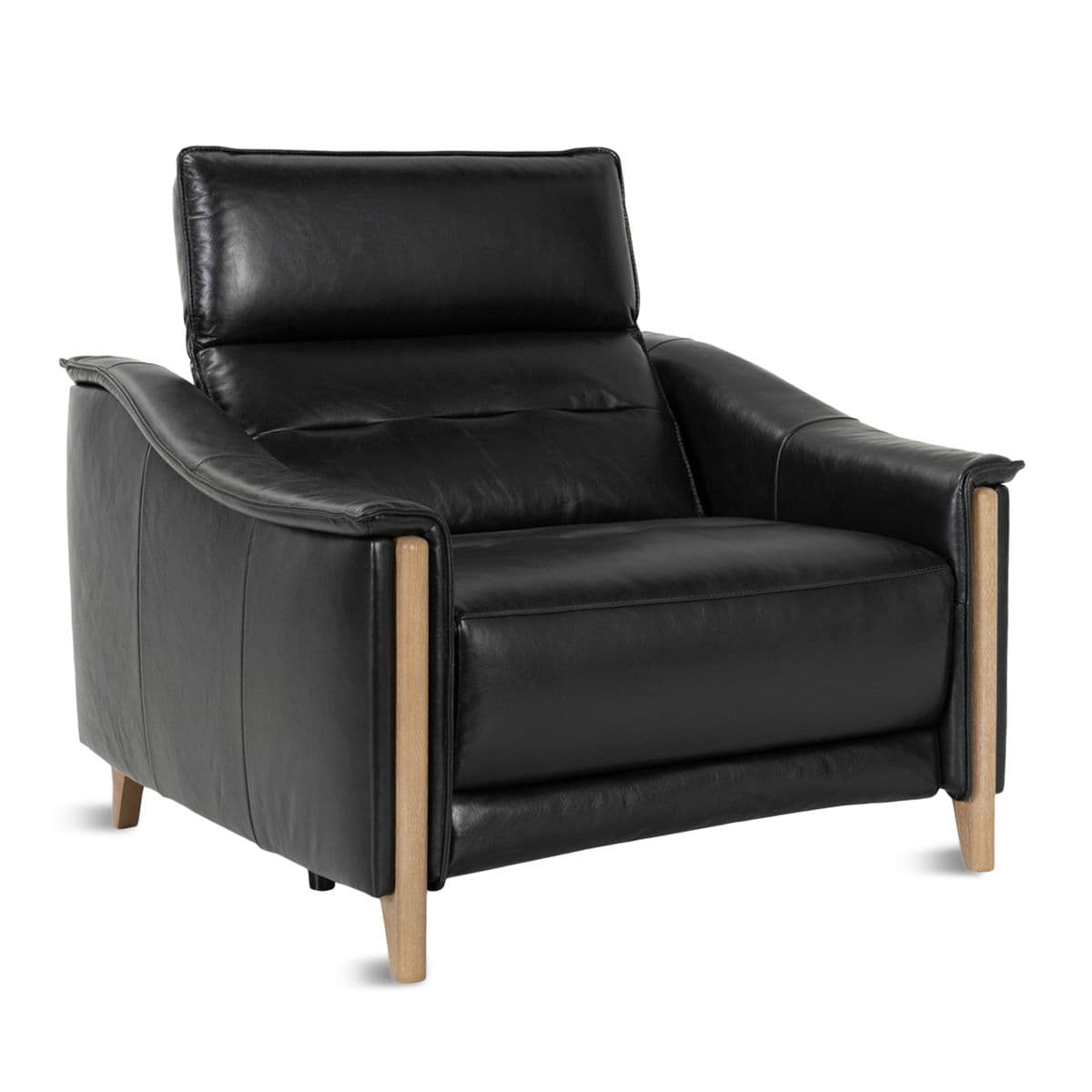 Ashford Modern Black Leather Recliner - Thumbnail 5