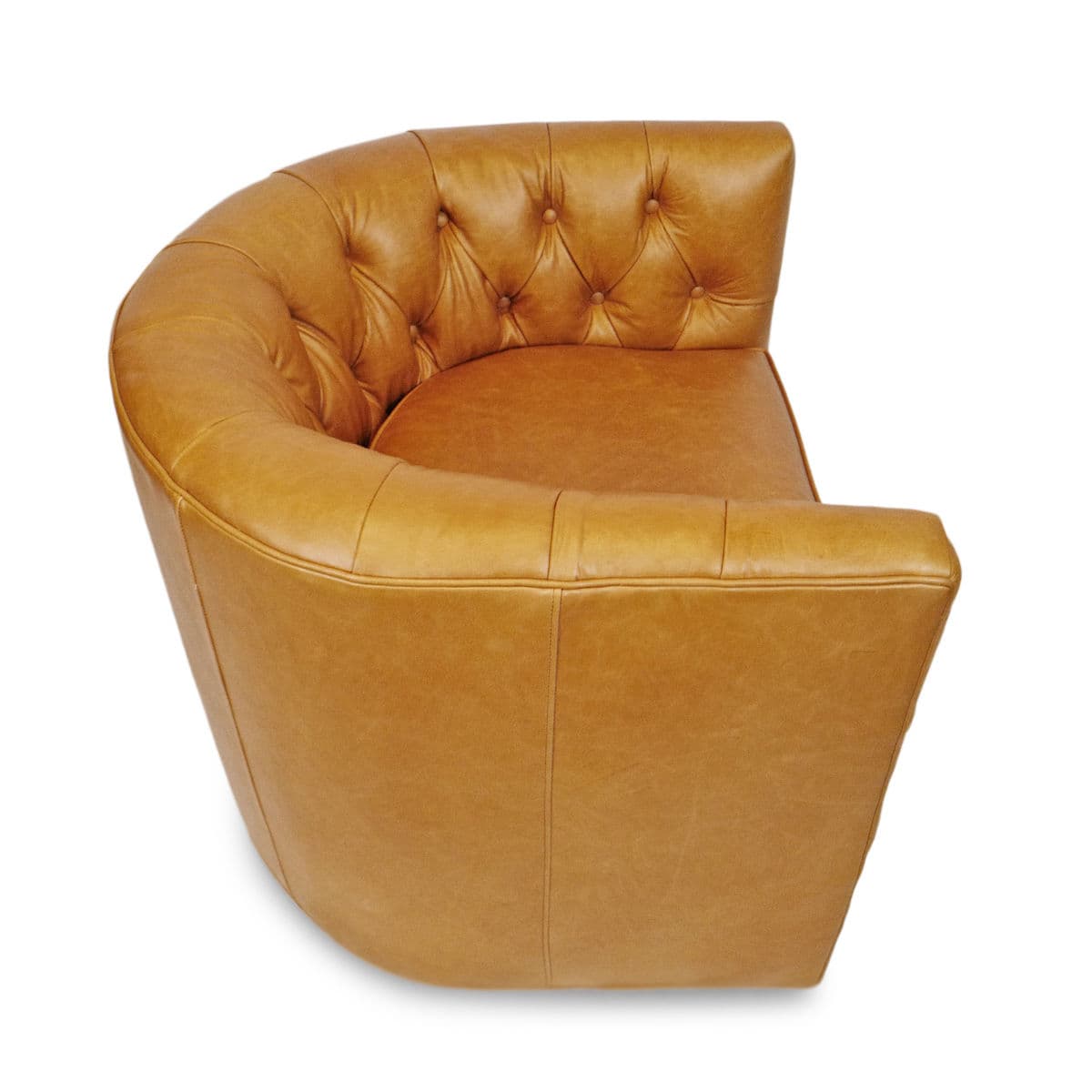 Retro Tufted Caramel Leather Swivel Chair - Thumbnail 5