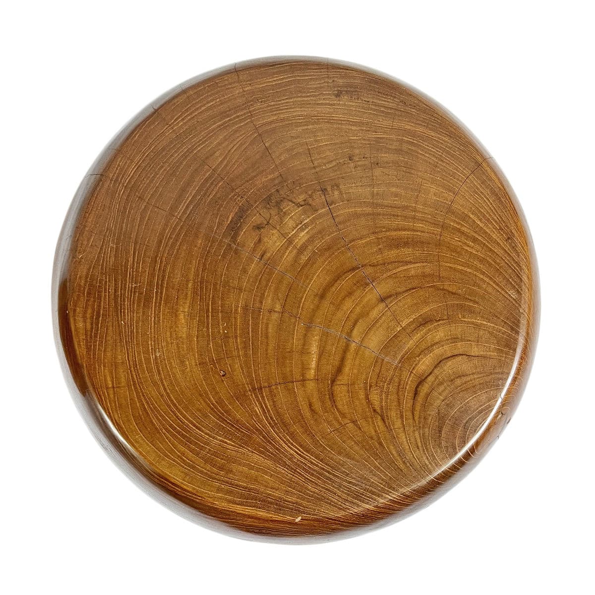 Polished Acacia Rounded Drum Stool Table - Thumbnail 5