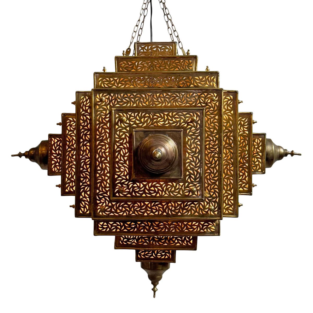 Brass Pyramid Triangle Pendant Medium - Thumbnail 5