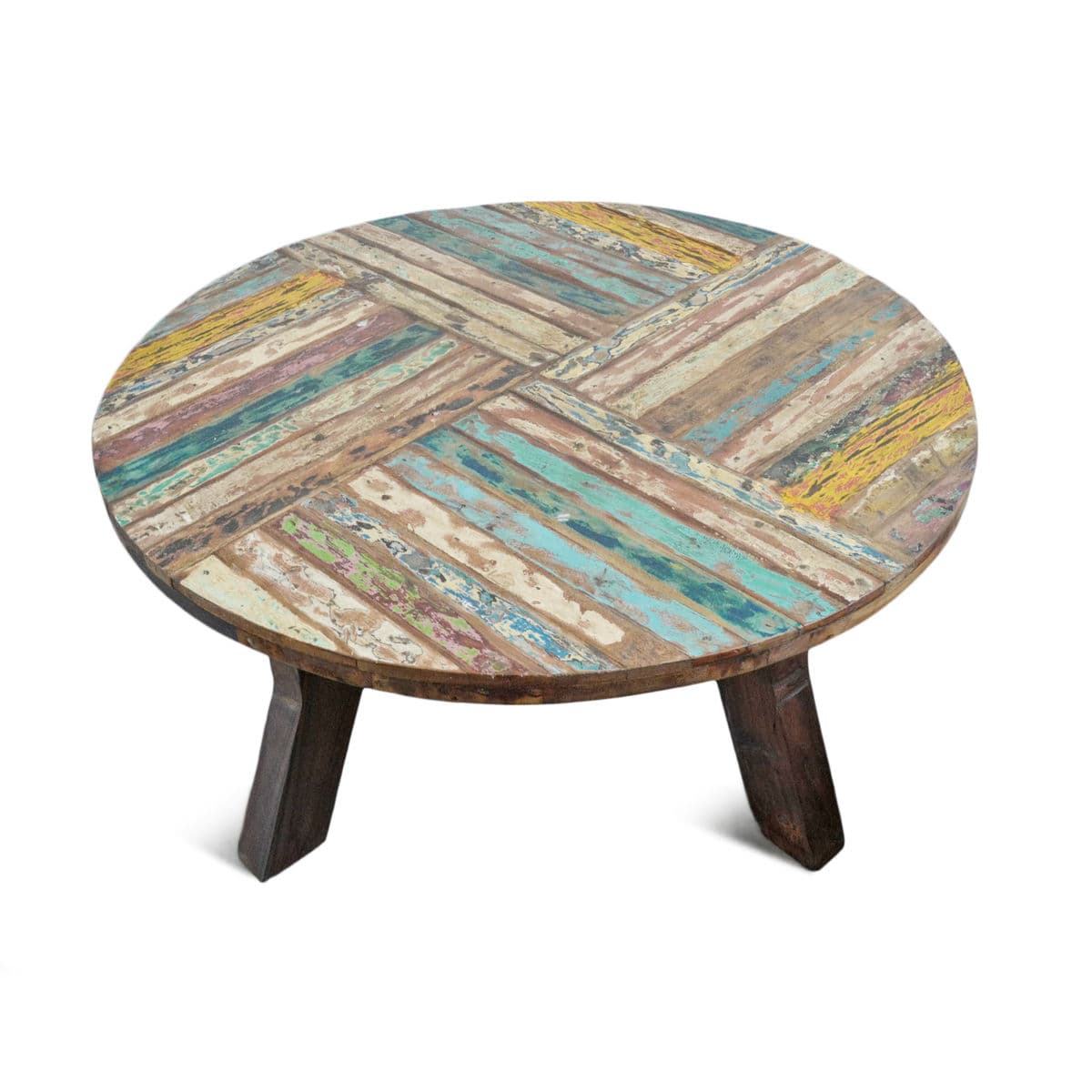 Reclaimed Round Boat Wood Coffee Table - Thumbnail 5