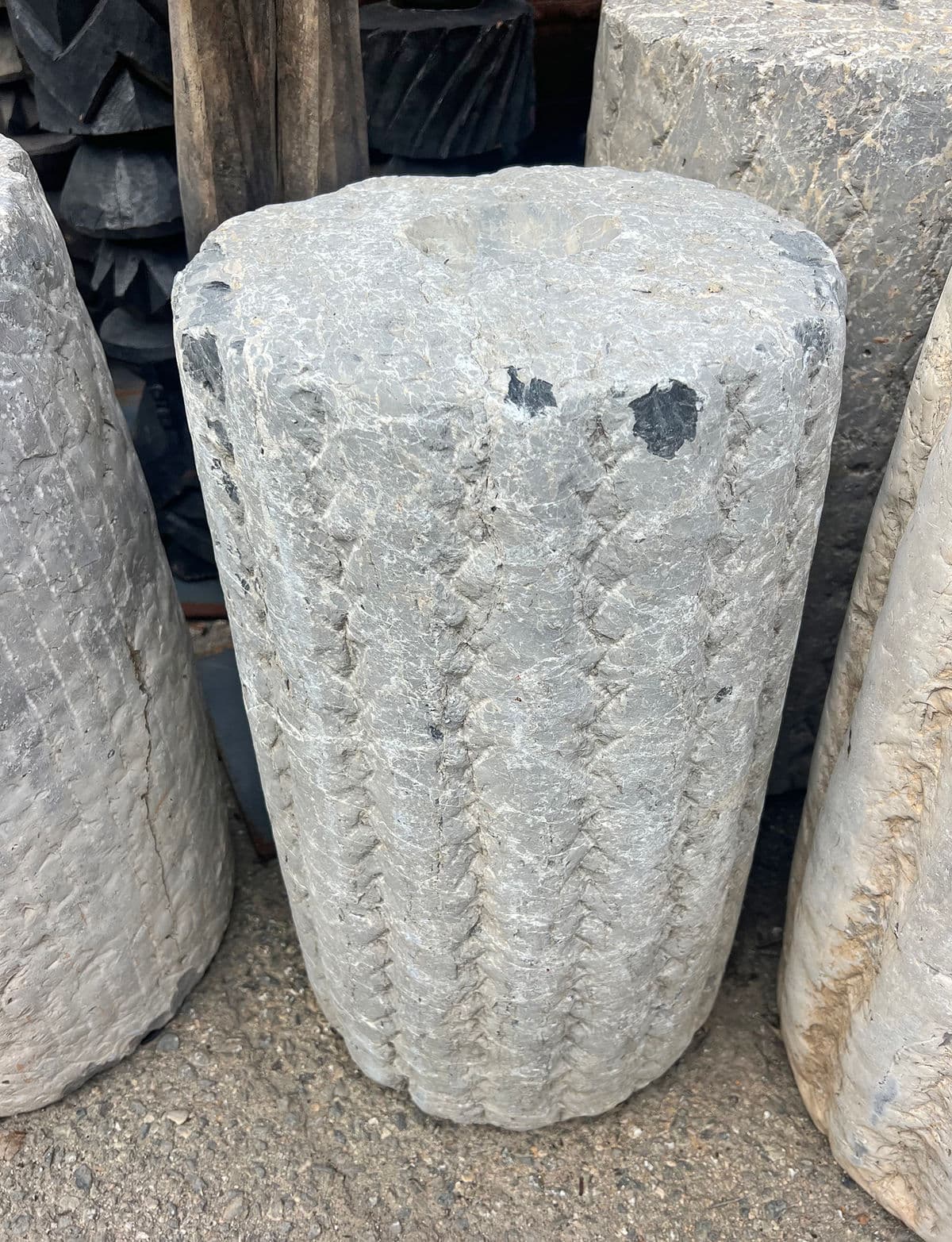 Vintage Mongolian Stone Field Roller - Thumbnail 5