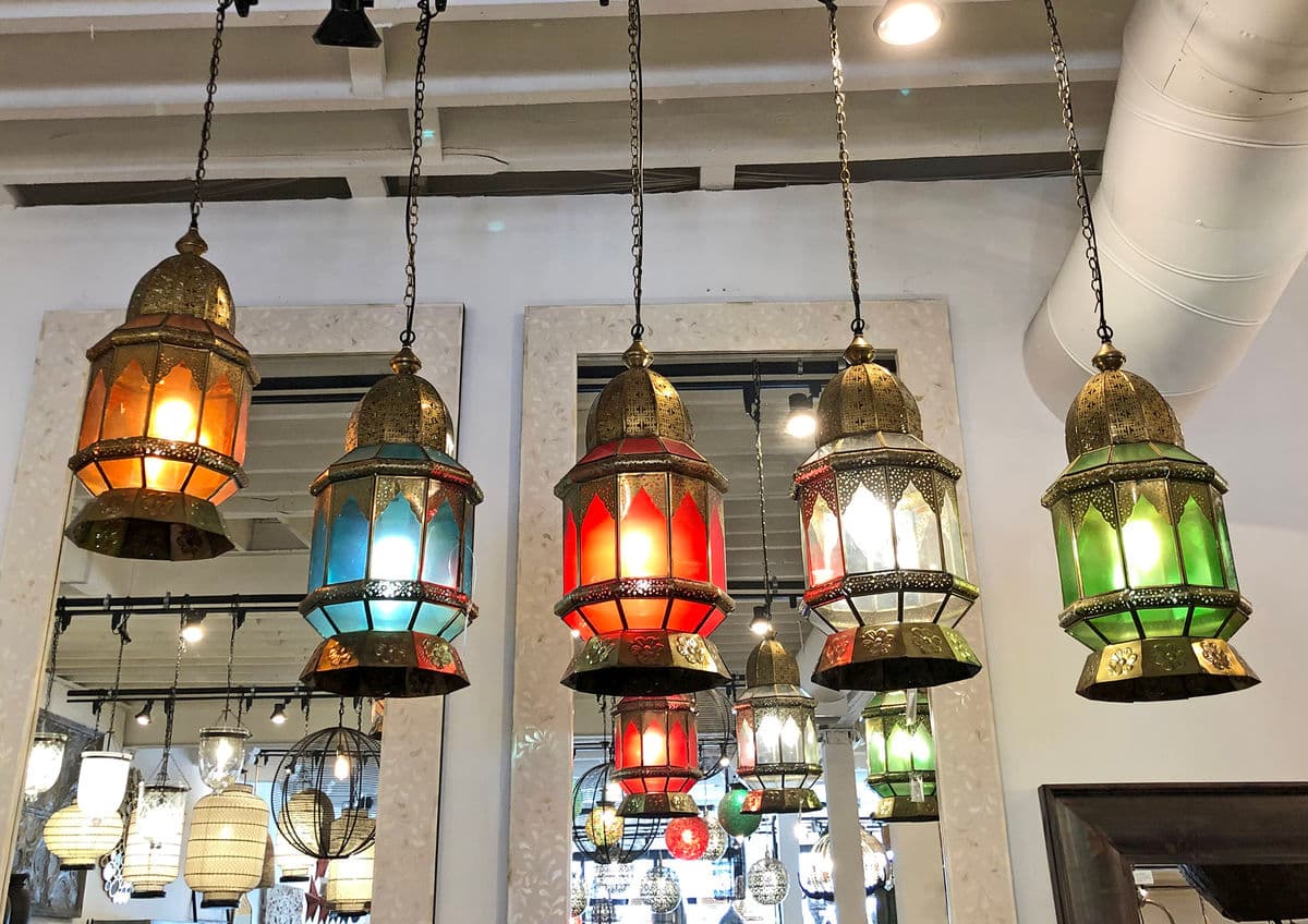 Moorish Brass & Red Glass Lantern - Thumbnail 5