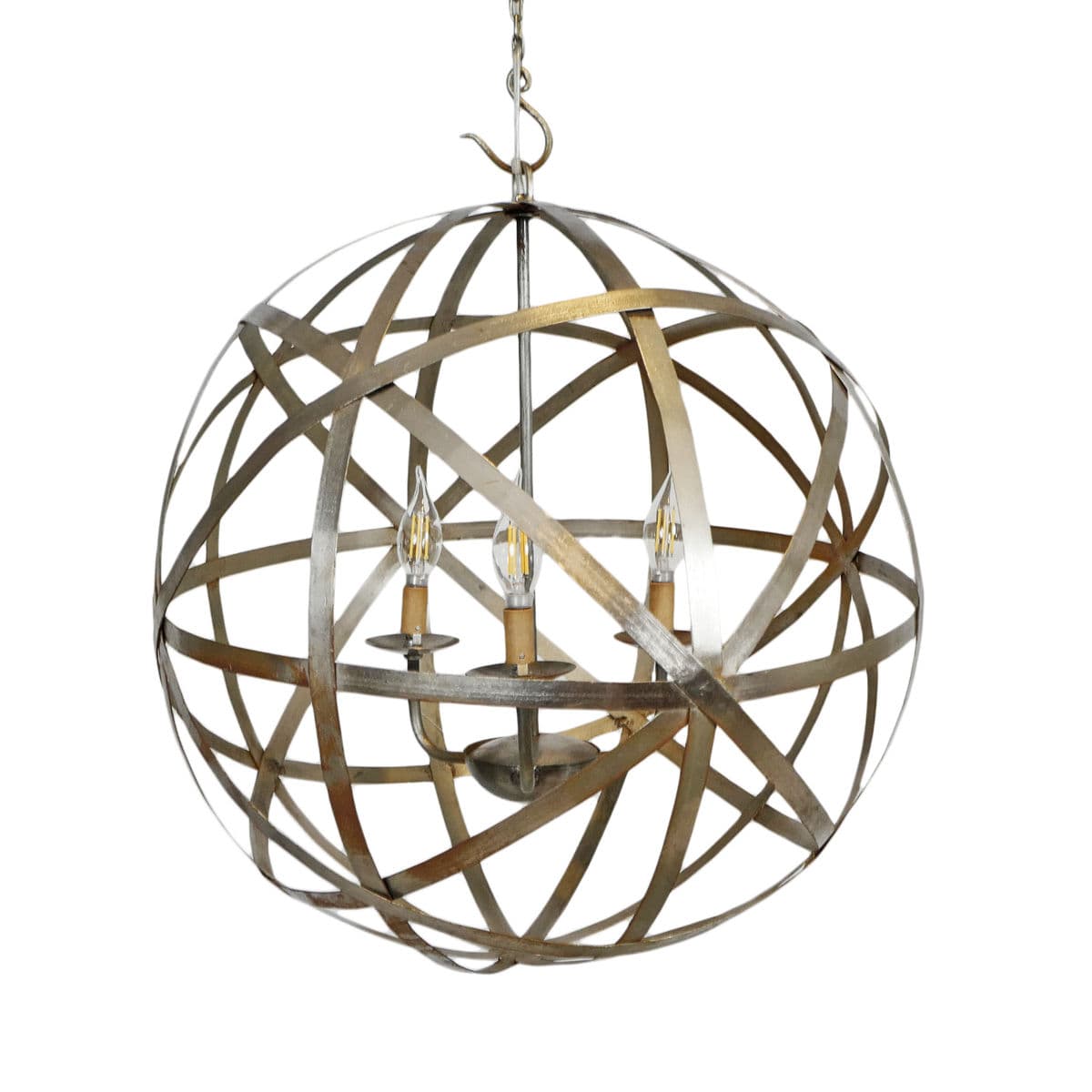 Vintage Iron Orb Strap Chandelier 22 - Thumbnail 5