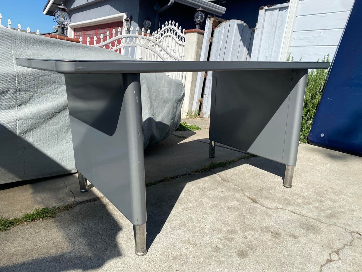 Vintage Steelcase Metal Tanker Writing Desk - Thumbnail 4