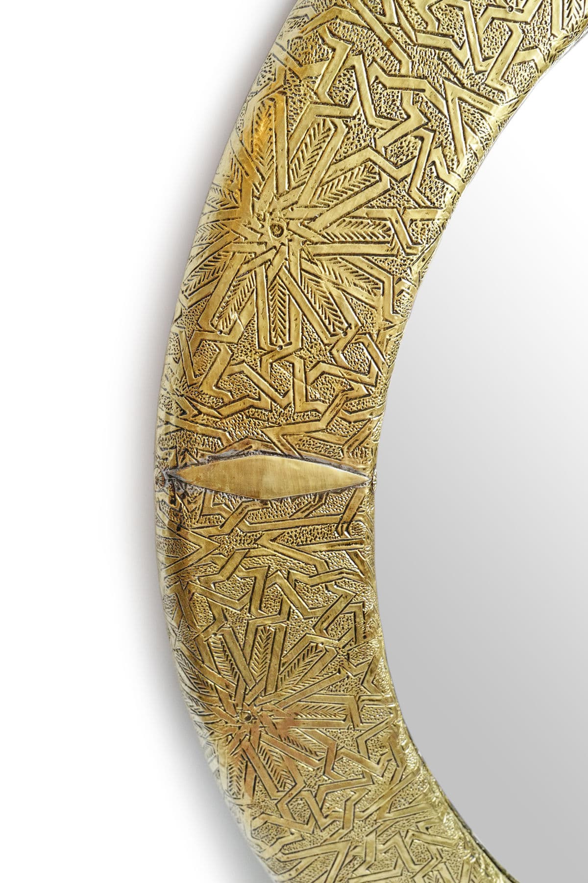 Vintage Brass Work Round Mirror - Thumbnail 5