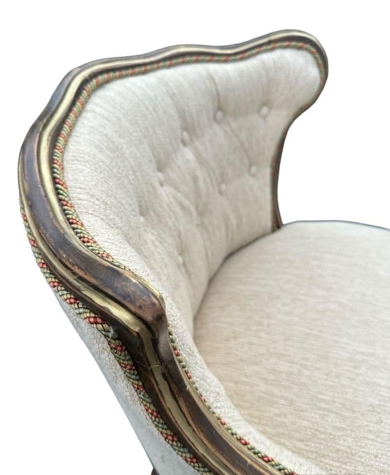 Pair of 19th Century Antique Louis XV Side Chairs With New Upholstery and Refinished With Giltwood Highlights - Thumbnail 5