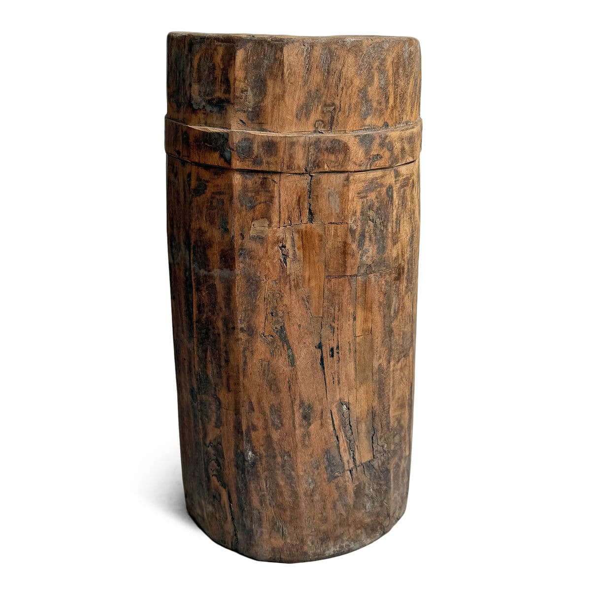 Antique India Wood Butter Pot - Thumbnail 5