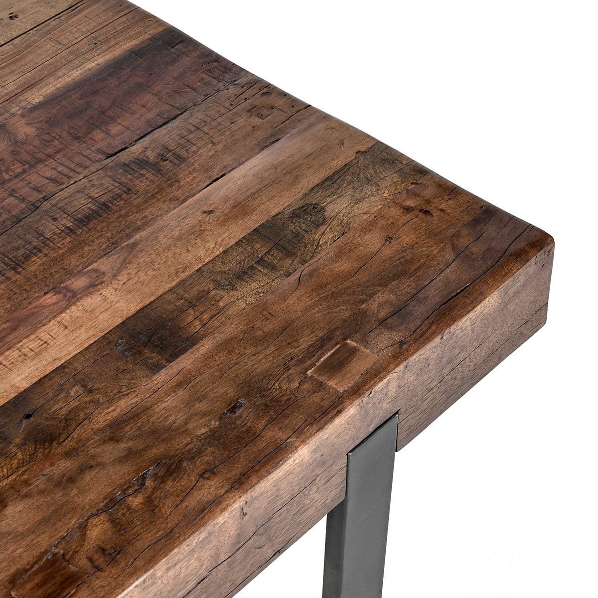 Rustic Modern Wood & Iron Dining Table - Thumbnail 5