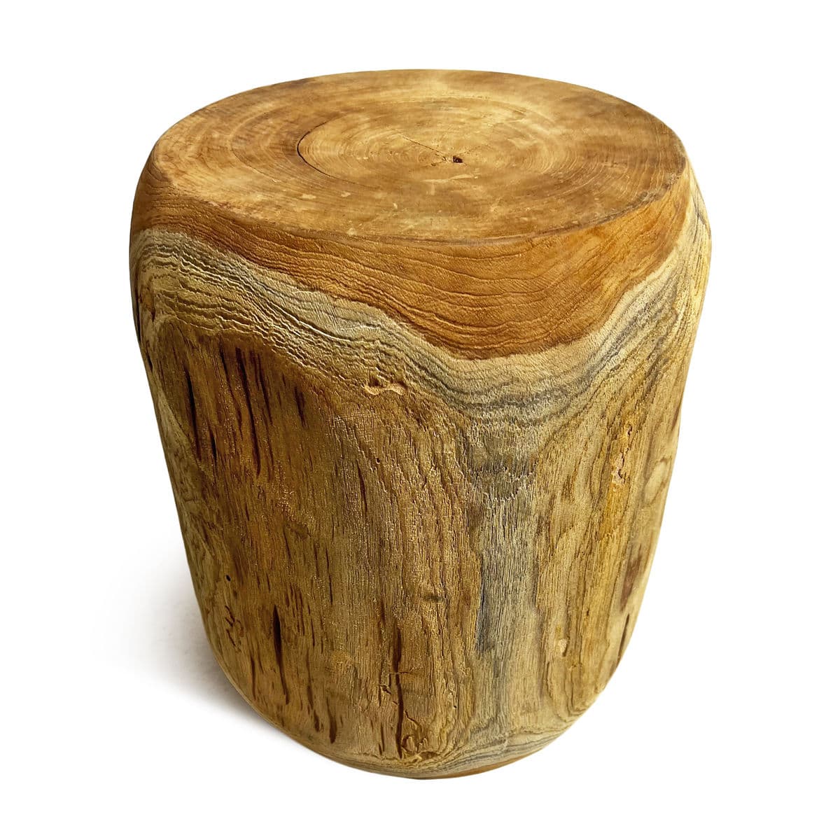 Solid Acacia Wood Cylinder Stool Side Table - Thumbnail 5