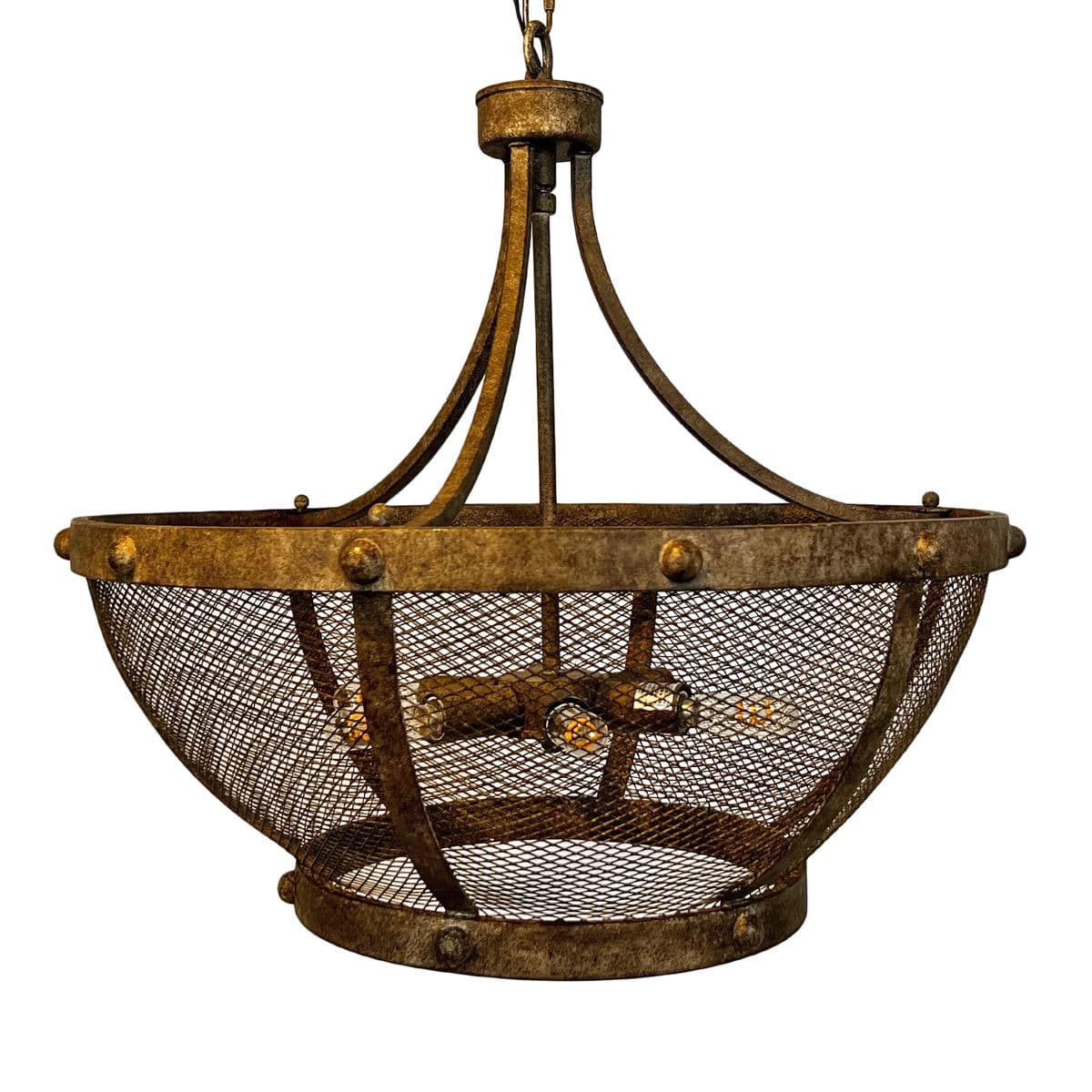 Iron Basket Bowl Chandelier - Thumbnail 5