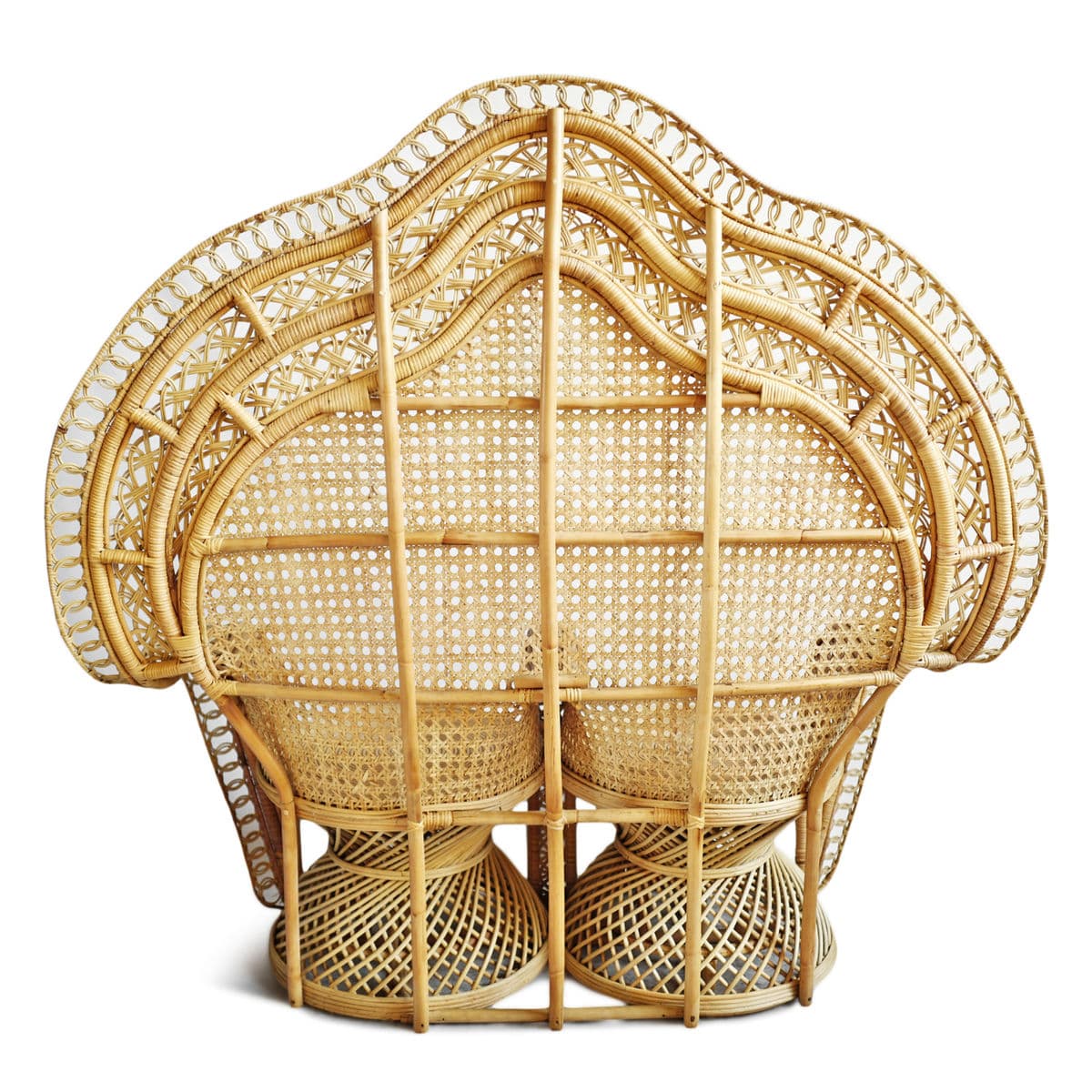 Raw Double Cane Peacock Chair - Thumbnail 5