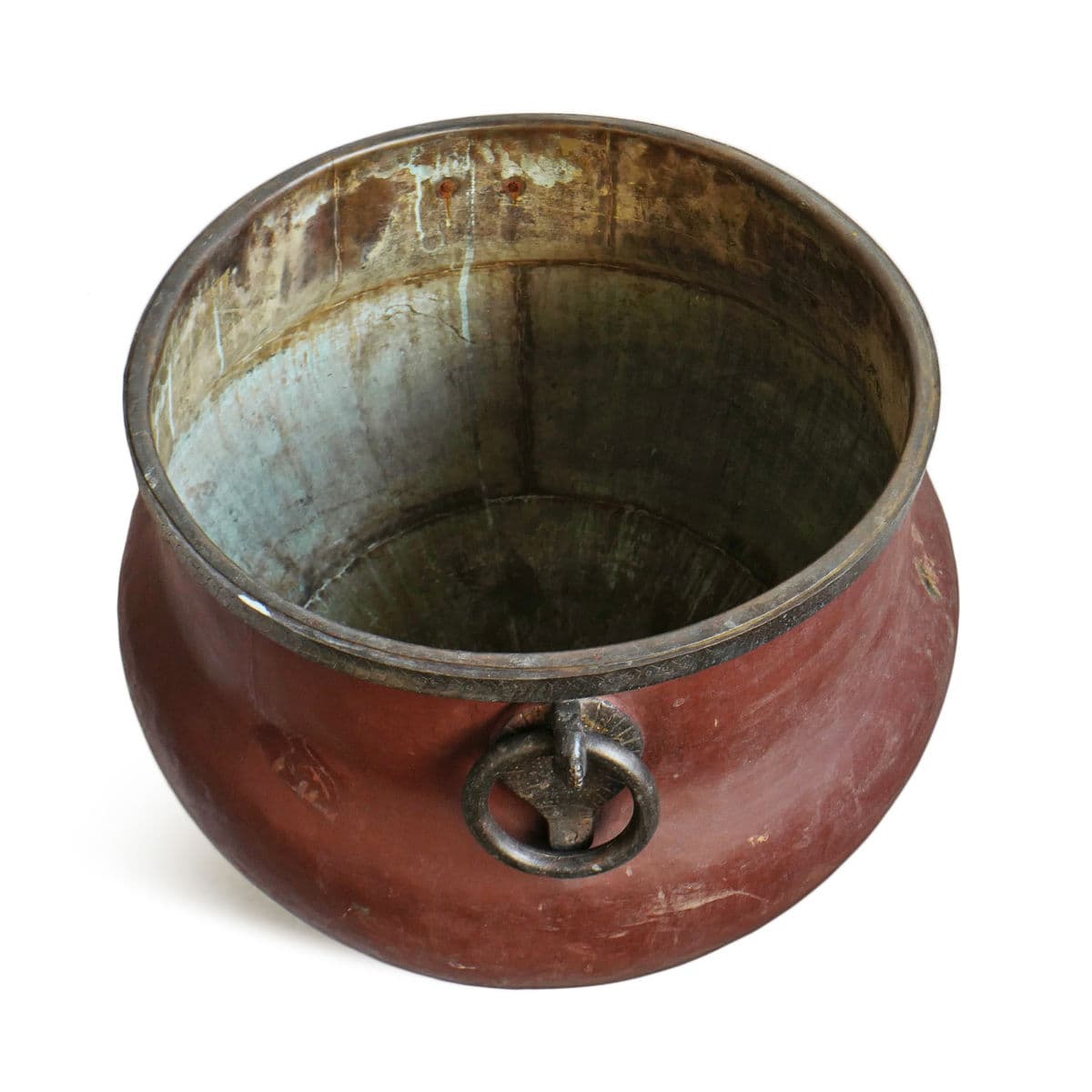 Large Antique Red Raja Bronze Pot - Thumbnail 5