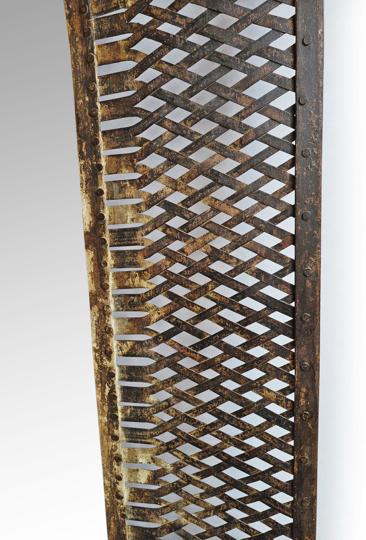 Industrial Iron Oval Basket Mirror - Thumbnail 5