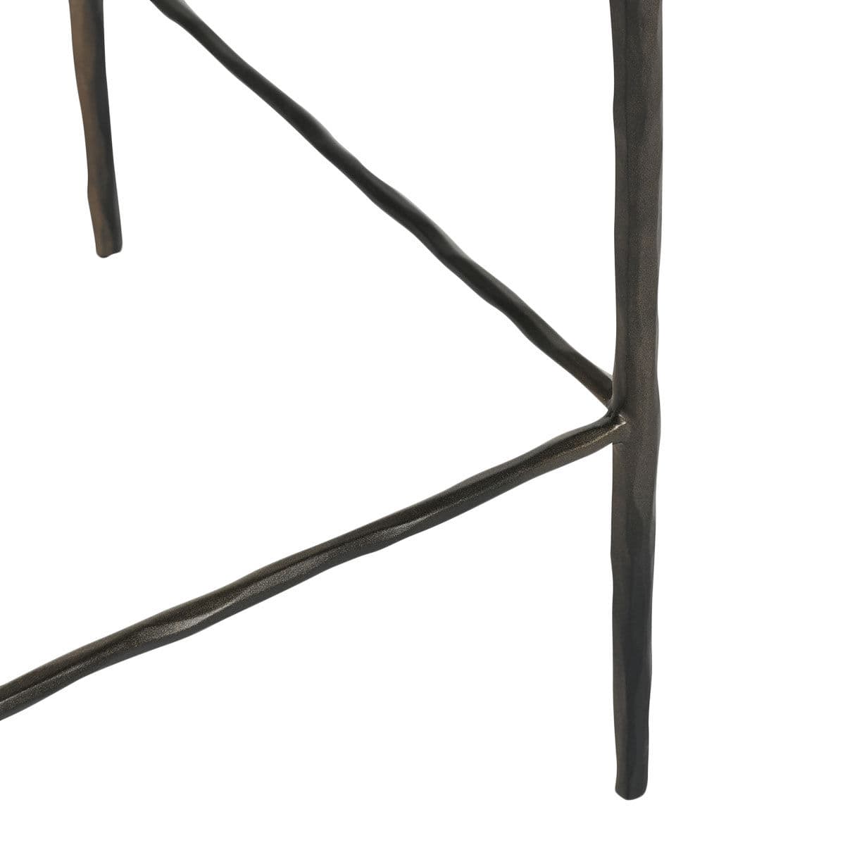 Hammered Iron Cafe Brown Leather Counter Stool - Thumbnail 5