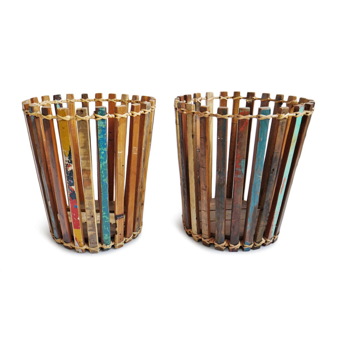 Salvaged Boat Wood Basket Medium - Thumbnail 5