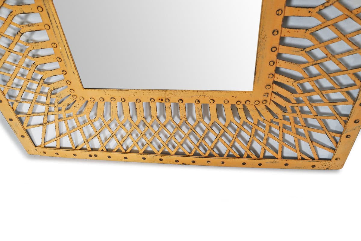 Vintage Peach Iron Work Mirror - Thumbnail 5