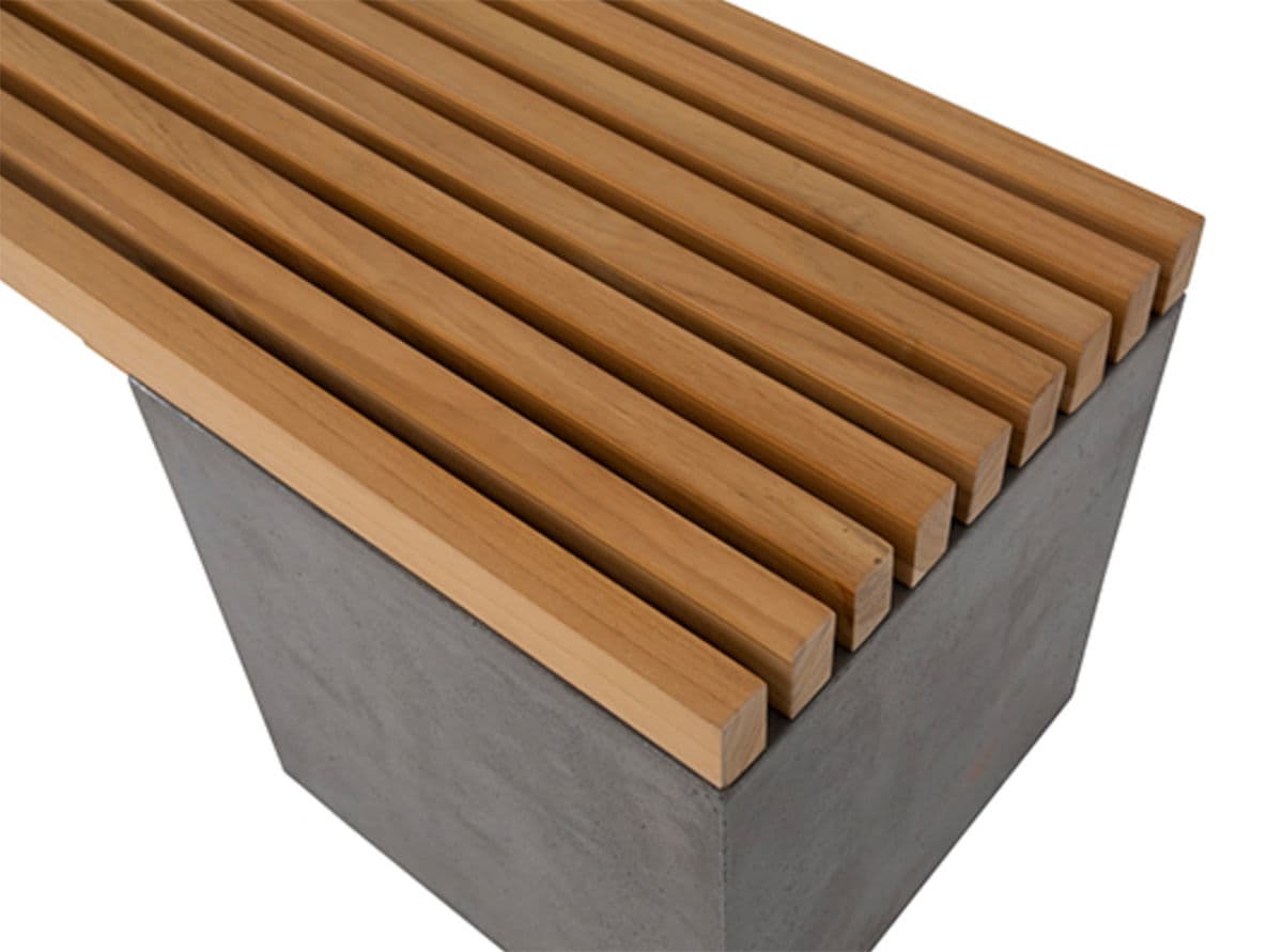 Outdoor Concrete & Teak Planter Bench - Thumbnail 5