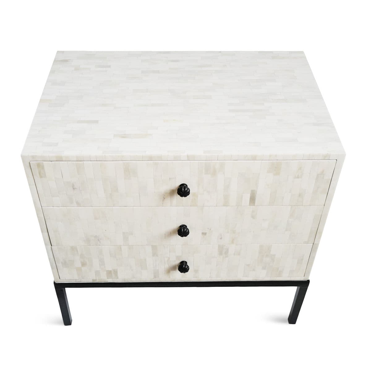 Modern White Inlay 3-Drawer Nightstand - Thumbnail 5