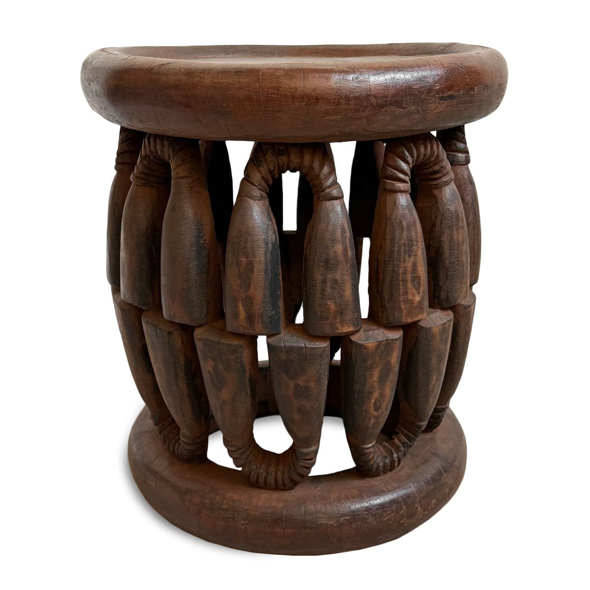 Vintage Bamileke Bell Stool Side Table - Thumbnail 5
