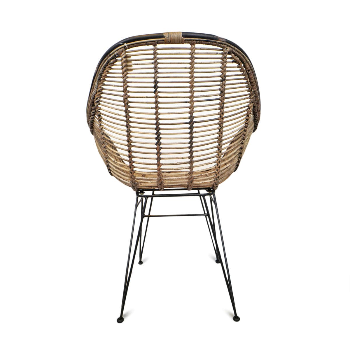 Modern Black & Rattan Dining Chair - Thumbnail 5
