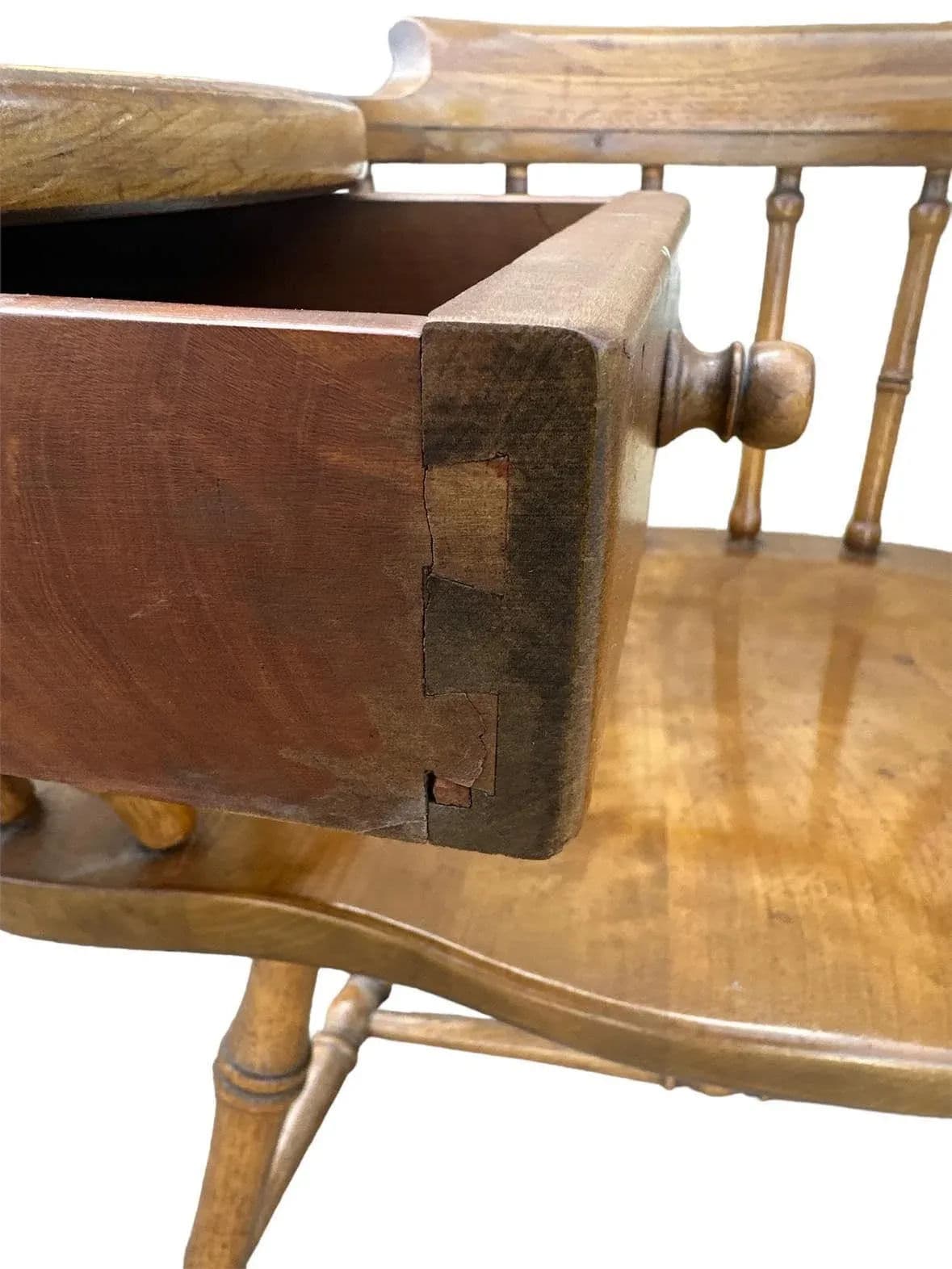 Drexel Windsor Maple and Oak Writing Arm Chair - Vintage Mid 20th Century - Thumbnail 5