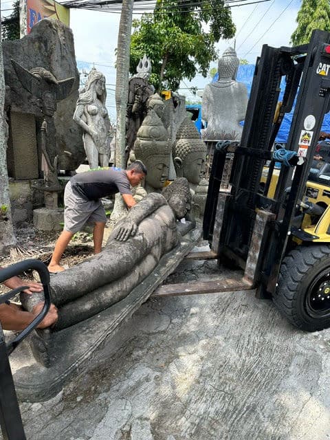 Sleeping Buddha Stone Garden Statue - Thumbnail 5