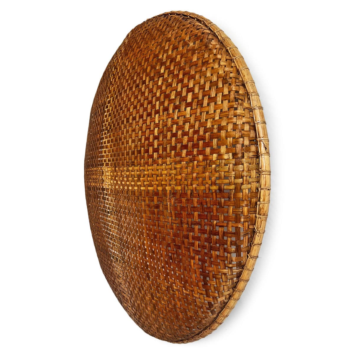 Bamboo Woven Round Basket Tray XL - Thumbnail 5
