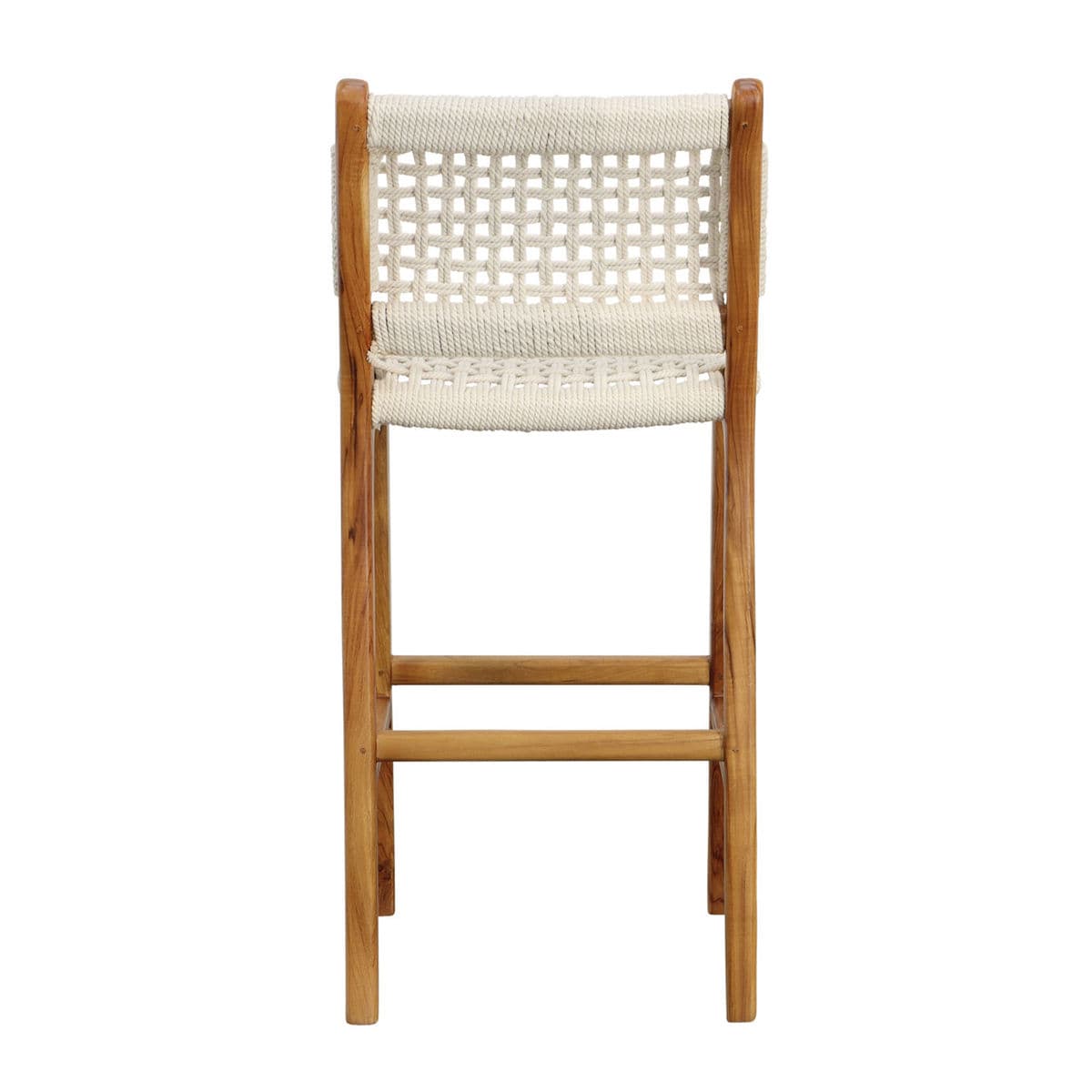 White Rope & Teak Counter Stool - Thumbnail 5