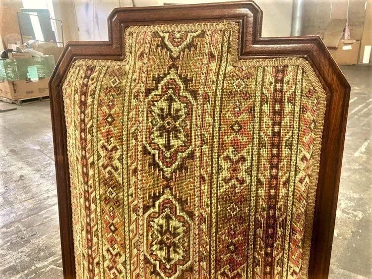 Early 20th Century Antique Prairie Style Tall 56" Throne Chair With Southwestern Tapestry Upholstery - Thumbnail 5