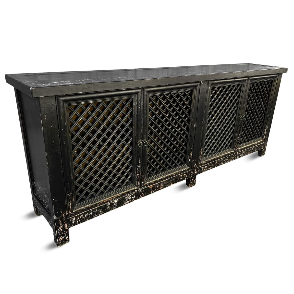 Black Large Lattice 4-Door Sideboard - Thumbnail 5