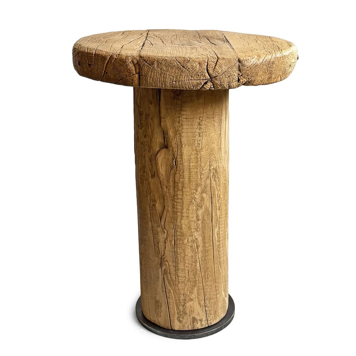 Rustic Log Round Side Table - Thumbnail 5