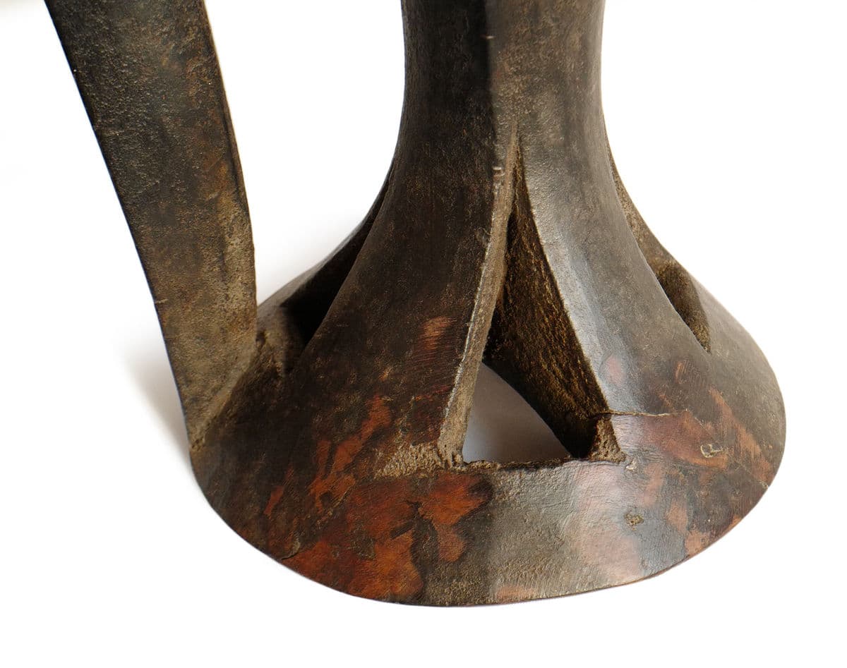 Vintage Naga Wood Serving Bowl Stool - Thumbnail 5