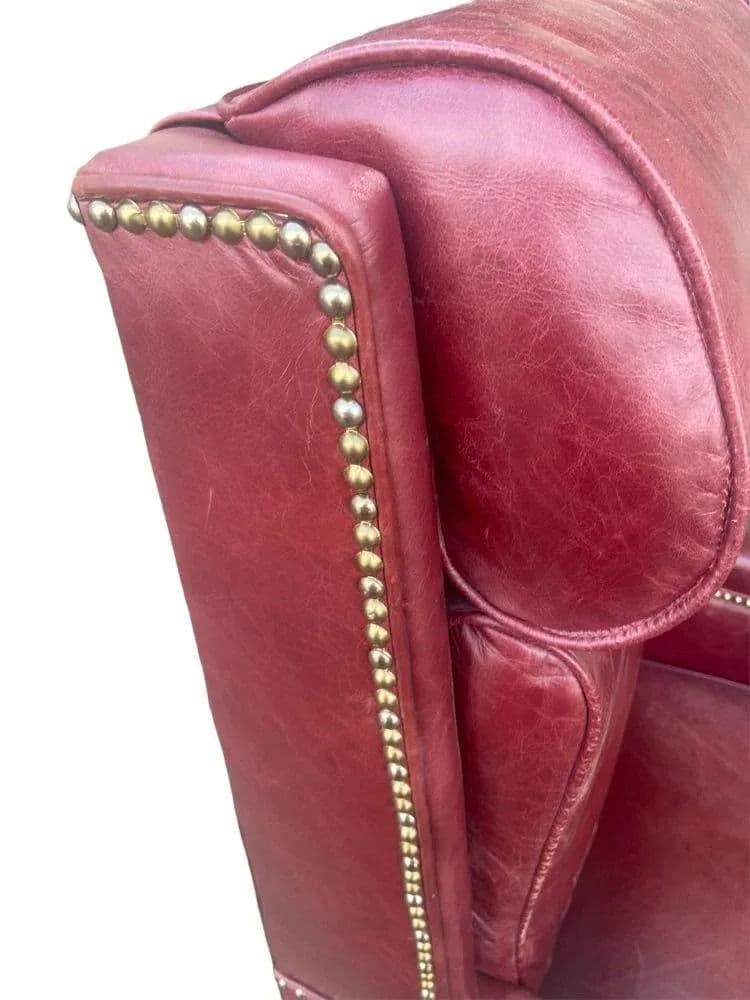 Hancock & Moore 'Hamilton' Red Leather Tall Executive Swivel Chair - Vintage Late 20th Century - Thumbnail 5