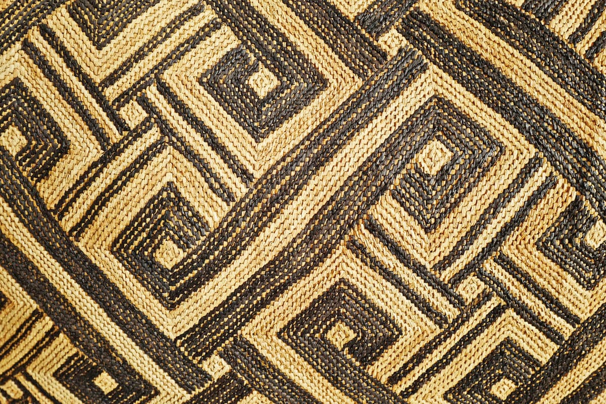 Vintage Kuba Grass Textile Pillow - Thumbnail 5