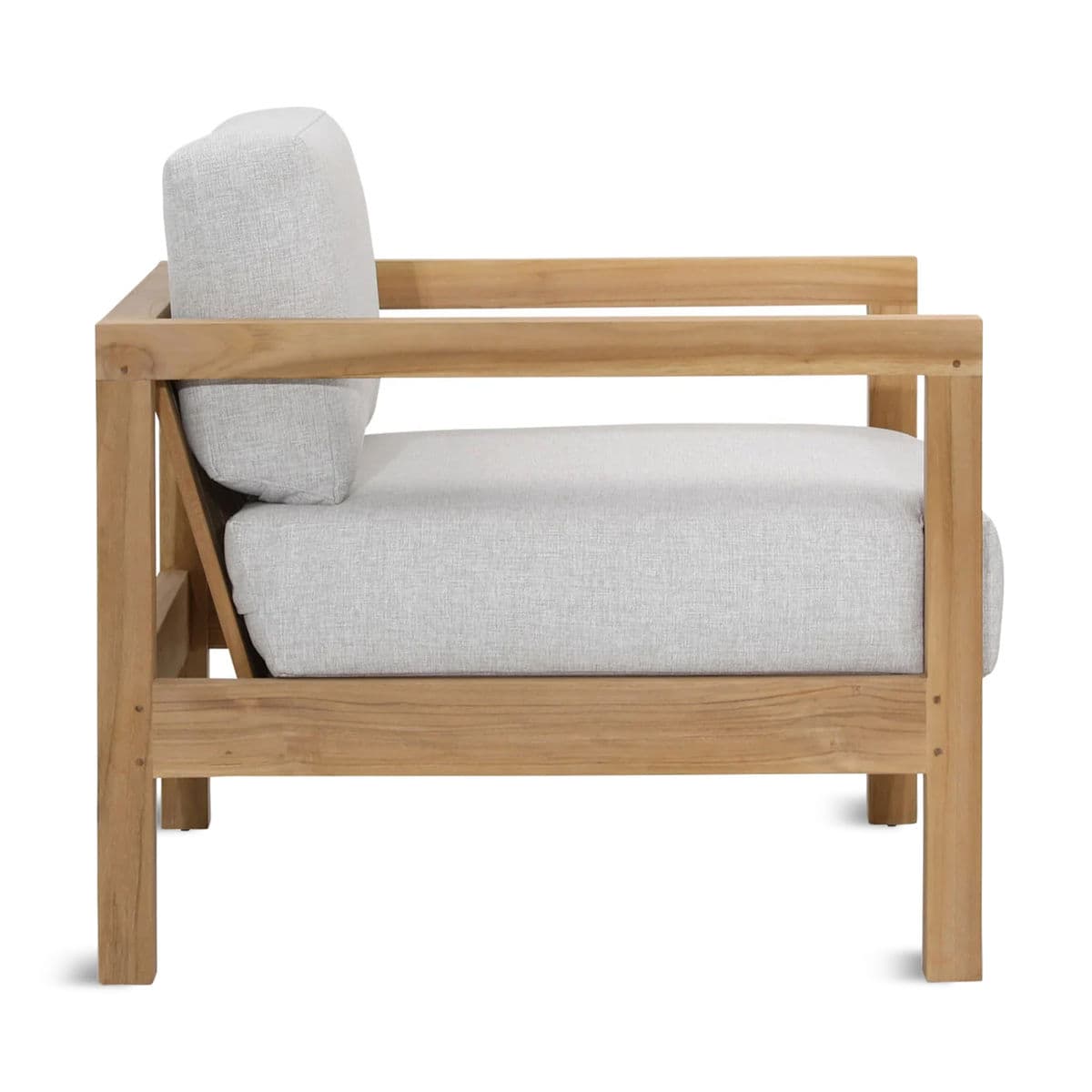 Outdoor Pale Grey & Teak Arm Chair - Thumbnail 5