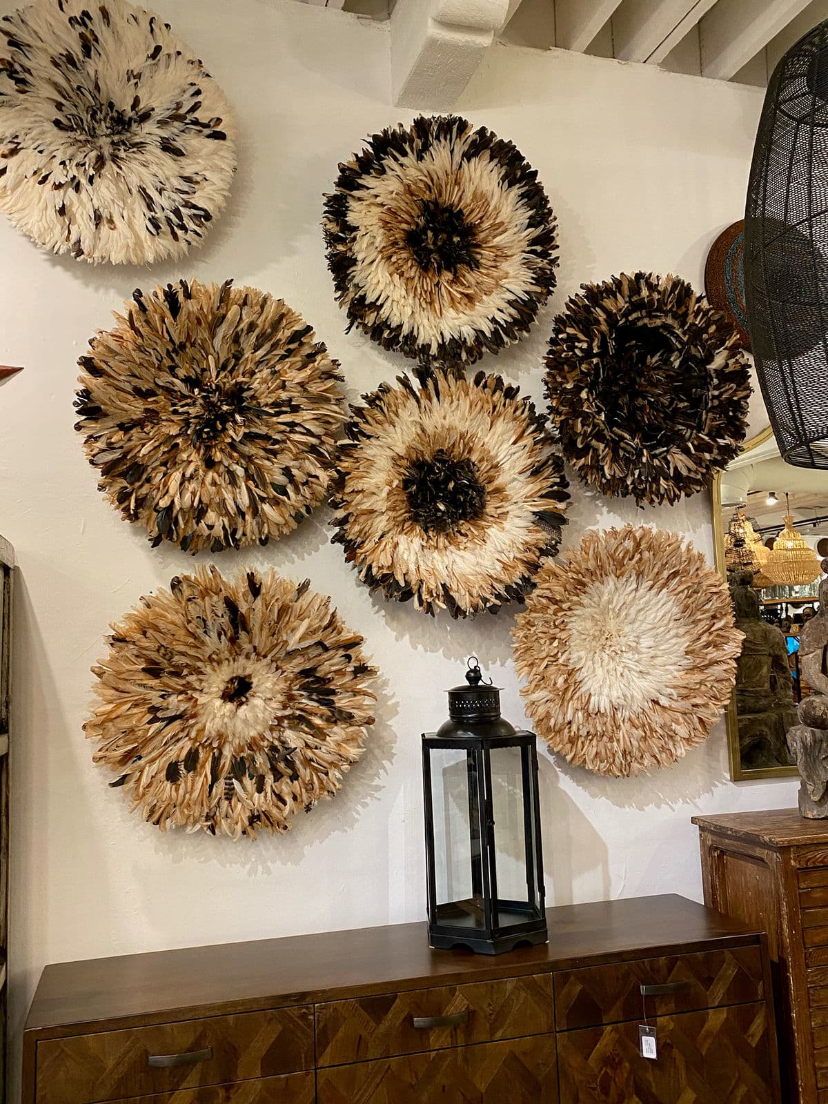 Juju Feather Hat Beige & White Wall Decor - Thumbnail 5