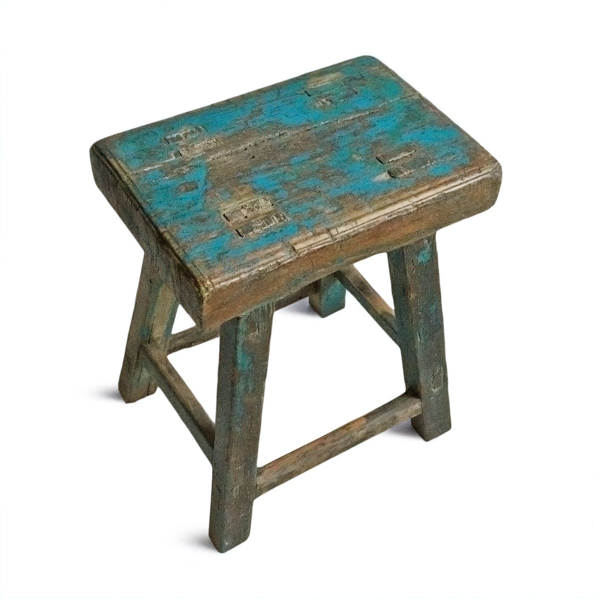 Vintage Blue Village Stool - Thumbnail 5