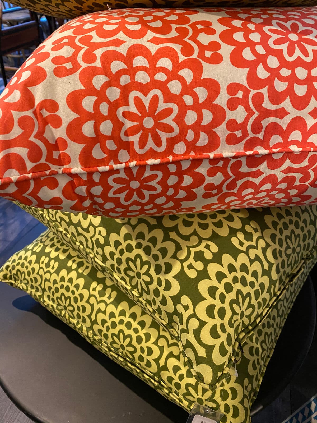 Orange Flower Print Down Pillow - Thumbnail 5