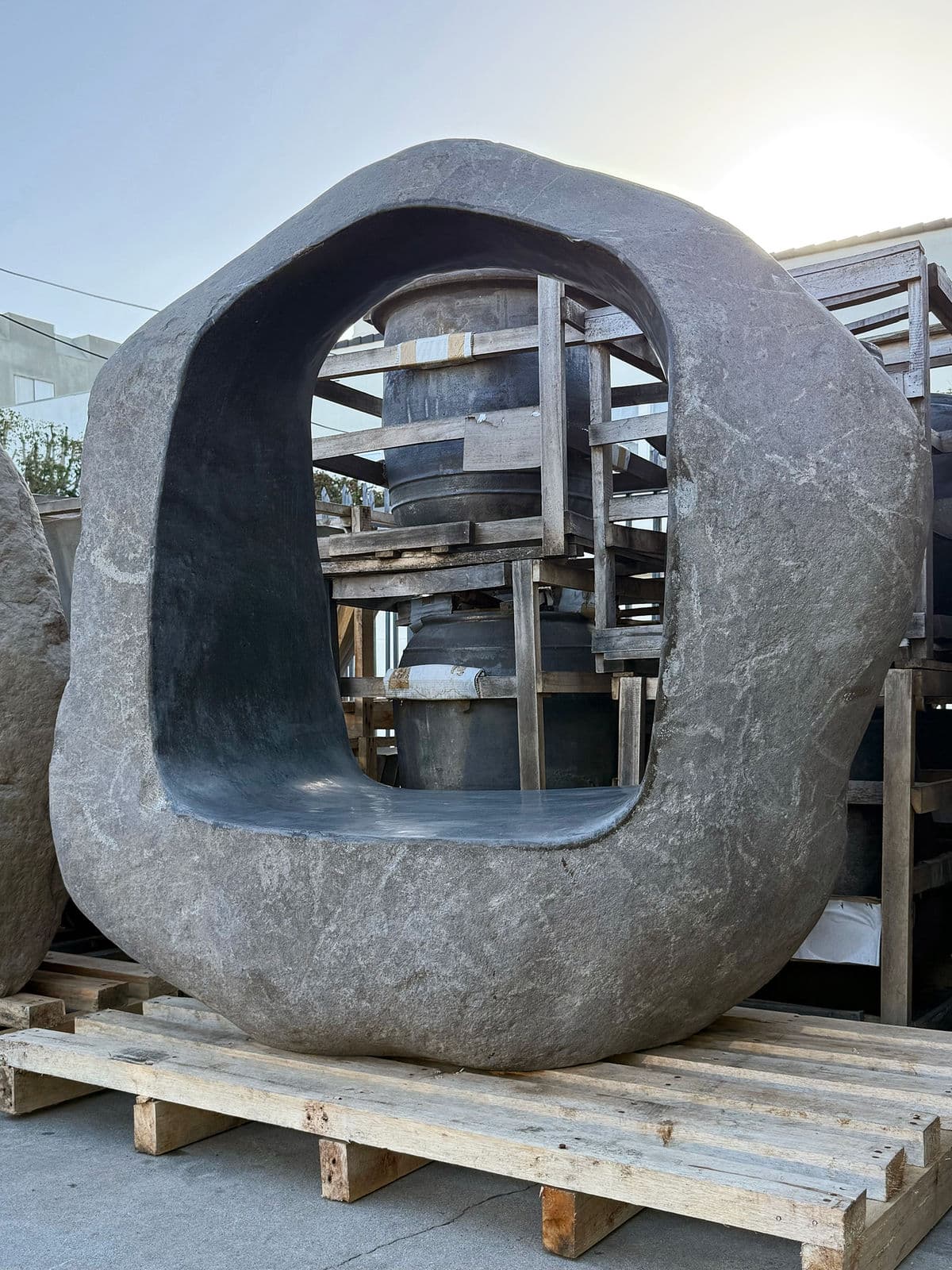 Giant Stone Boulder Hole Bench - Thumbnail 5