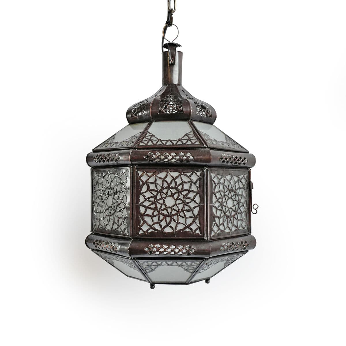 Metal Work Frosted Glass Lantern - Thumbnail 5