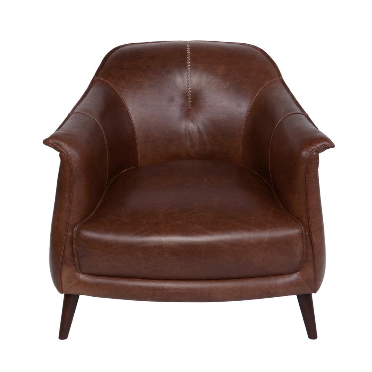 Chestnut Leather Gum Drop Chair - Thumbnail 5