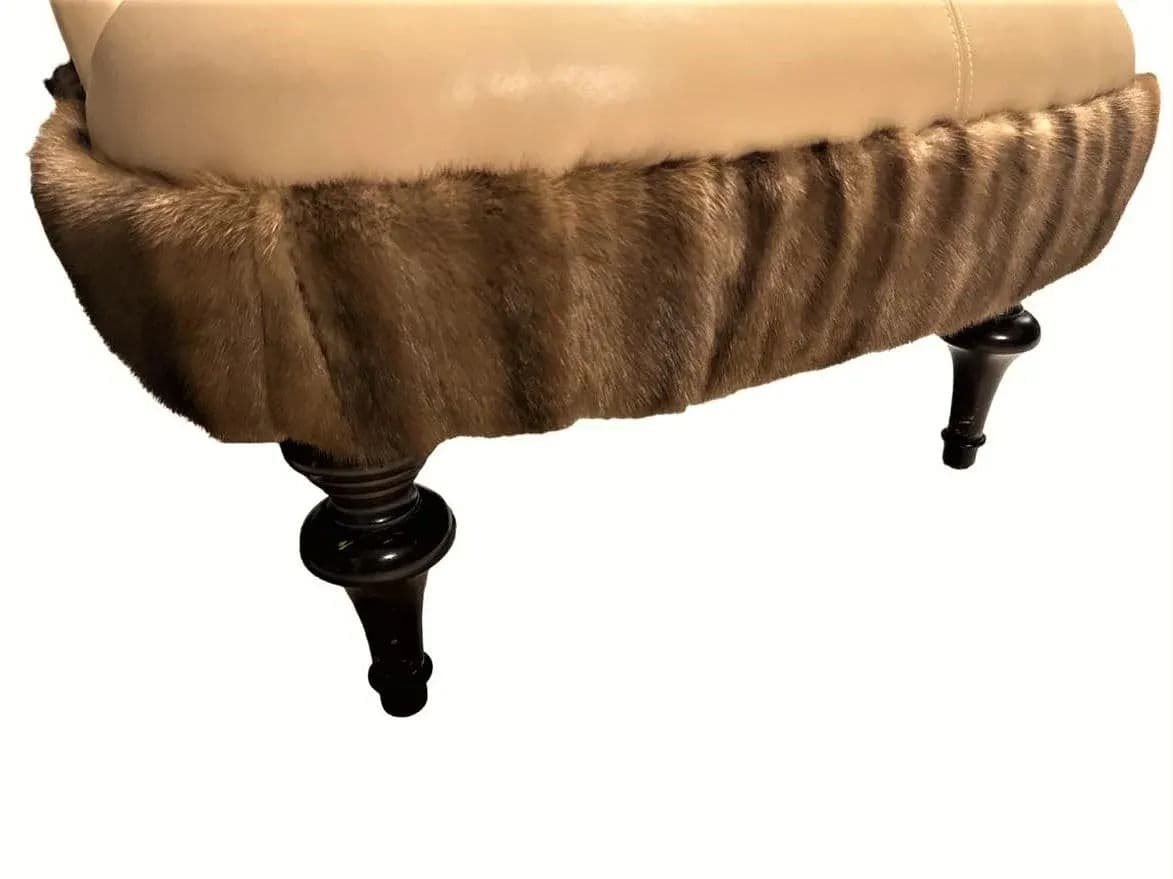 Mink Fur and Calfskin Upholstered Boudoir Chair - Thumbnail 5