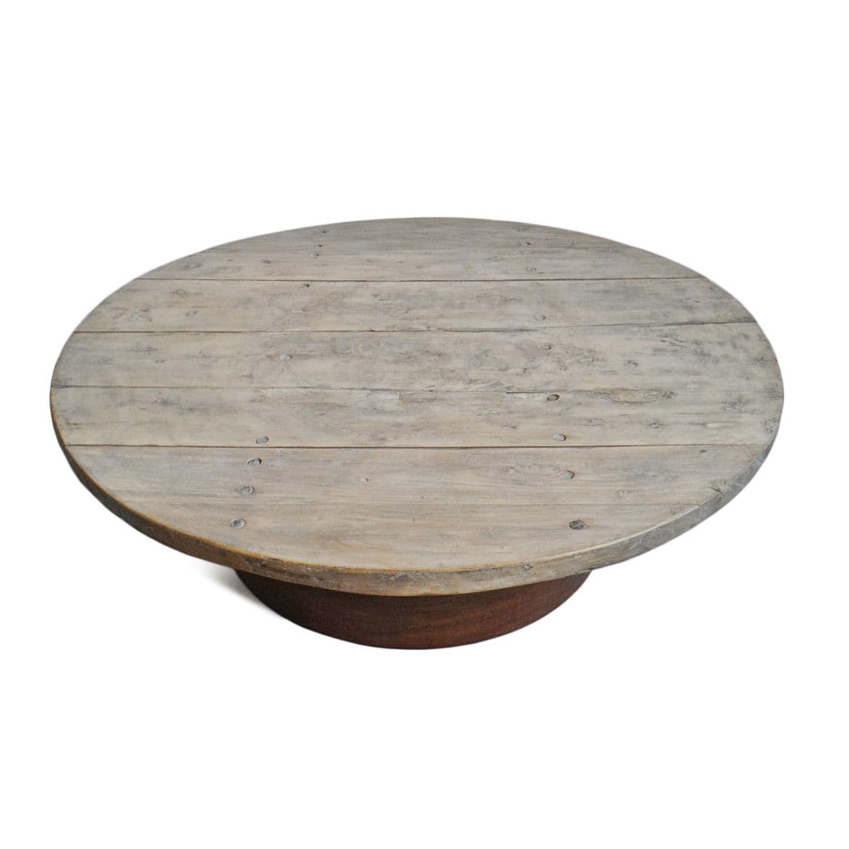 Round Elm & Iron Coffee Table - Thumbnail 5