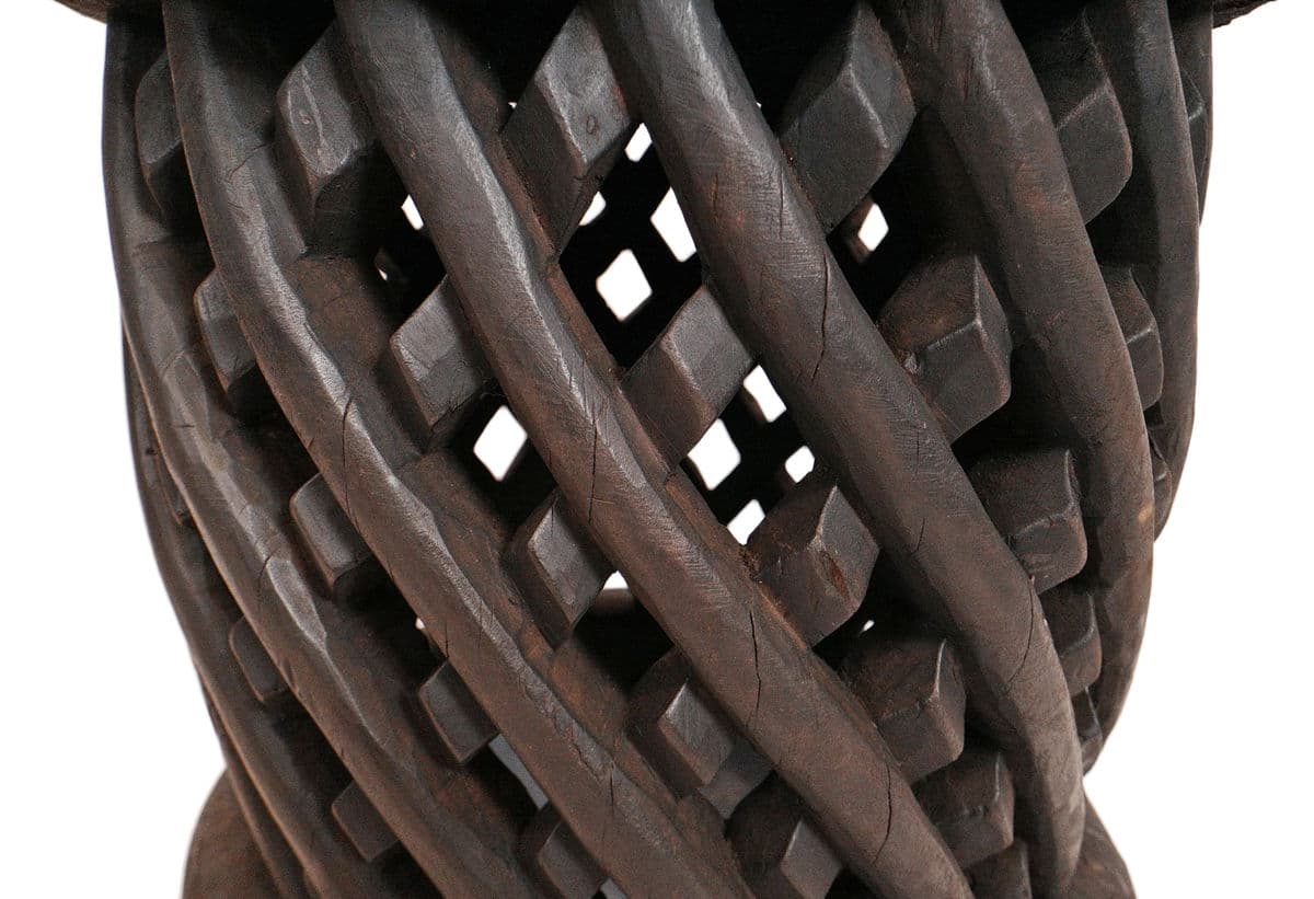 Vintage Basket Weave Bamileke Table - Thumbnail 5