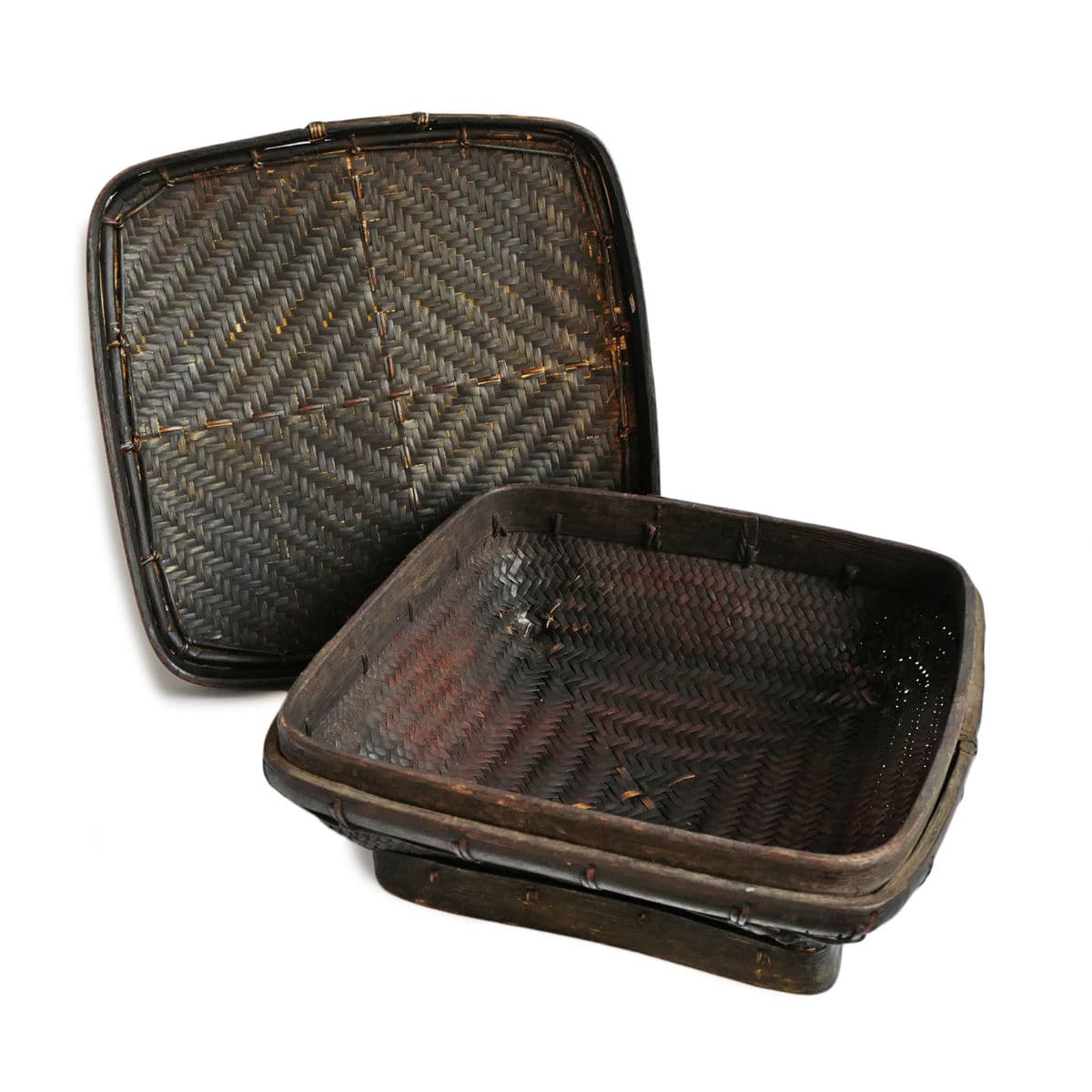 Vintage Akha Thai Square Basket - Thumbnail 5