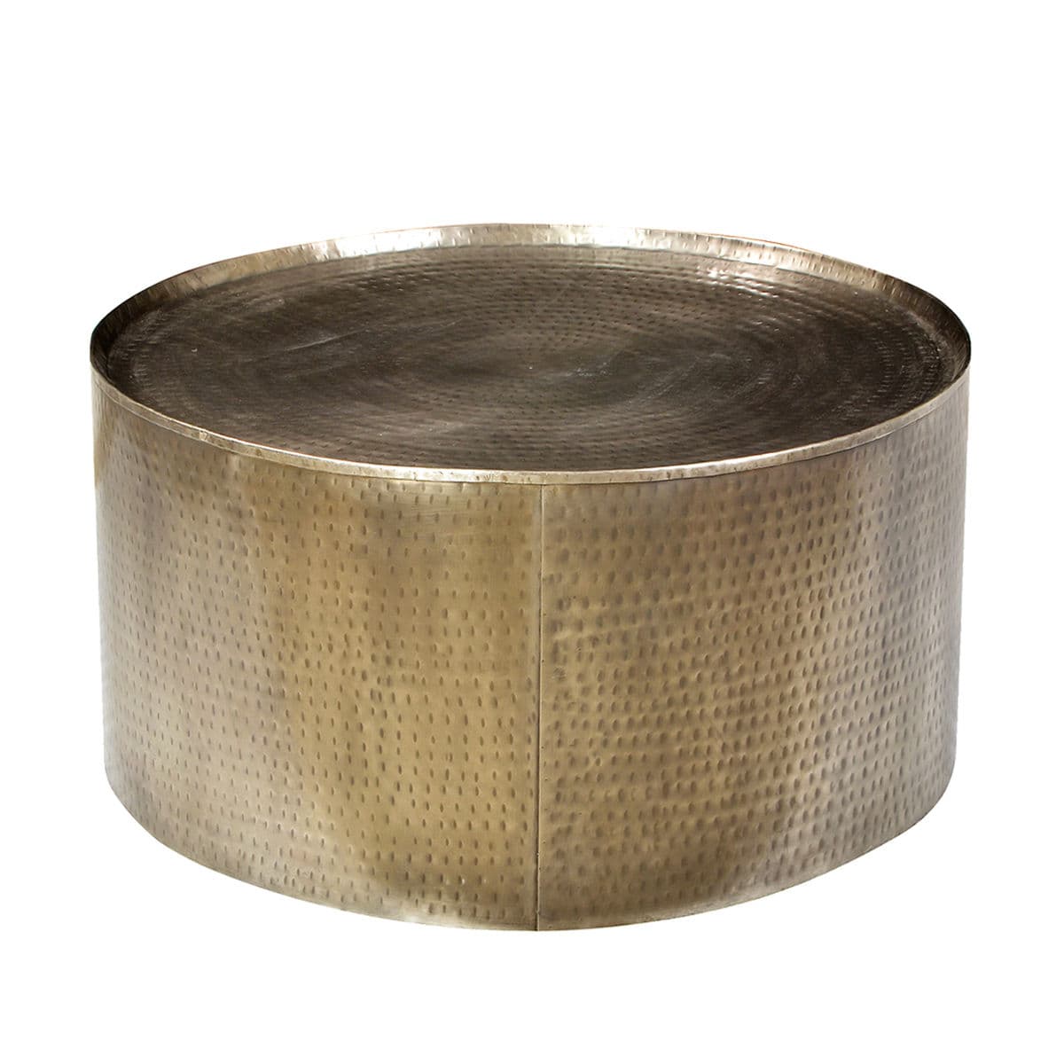 Hammered Brass Drum Coffee Table - Thumbnail 5