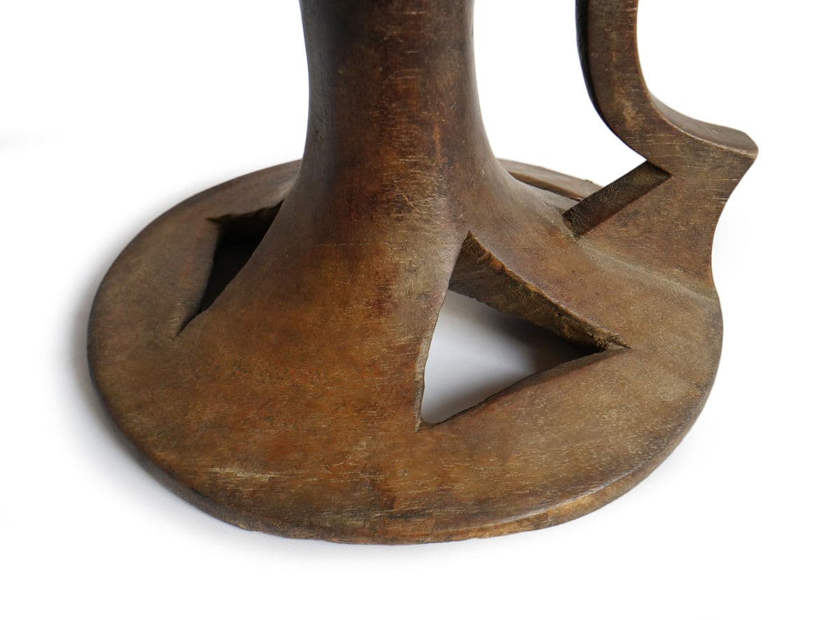Vintage Naga Wood Serving Bowl Stool - Thumbnail 5