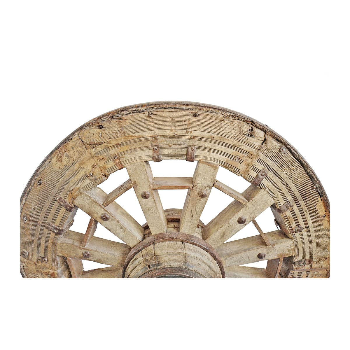 Antique Ox Cart Wheel on Stand - Thumbnail 5