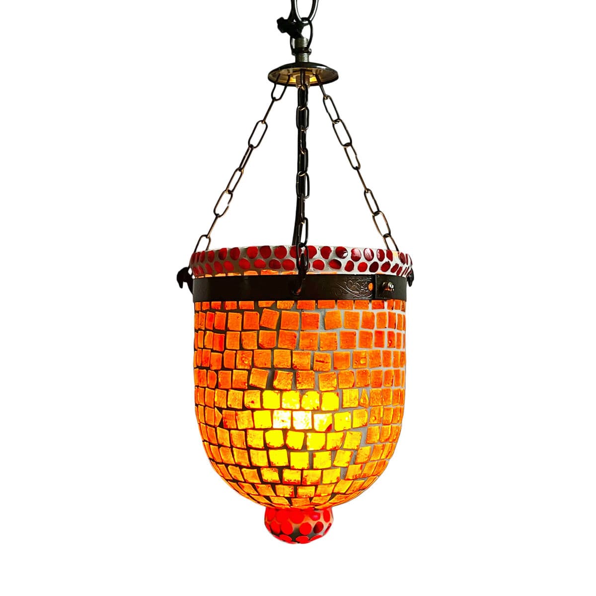 Small Orange Mosaic Bucket Pendant - Thumbnail 5